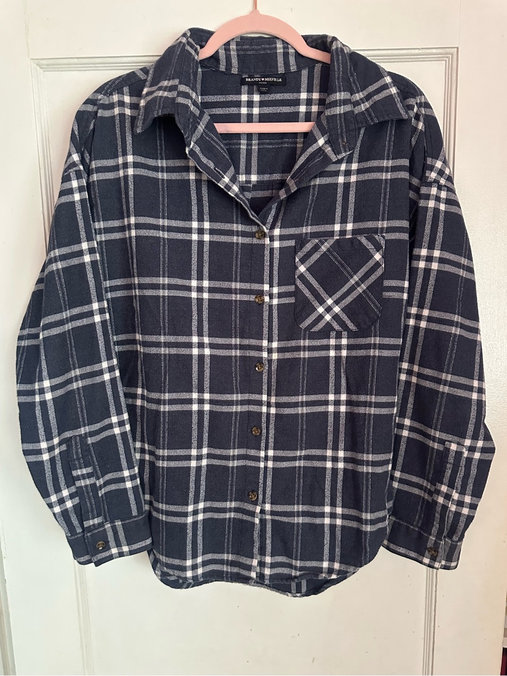 Brandy Melville navy flannel “multi” shirt
